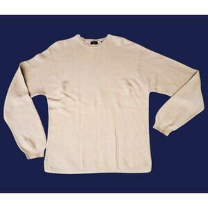 IZOD Men's Cream Sweater Classic Crewneck Knit Size L Casual & Comfortable Top